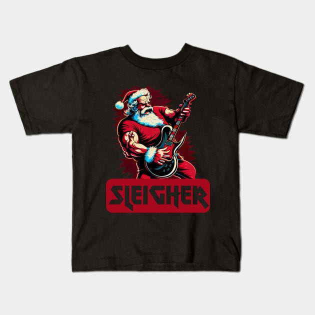 Sleigher, hail Santa, Metal Santa Kids T-Shirt by Teessential